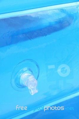 Focus On Single Inflatable Valve Of Pool Stock Photo