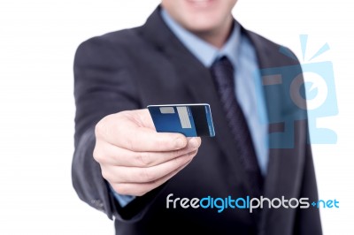 Focused Image Of Businessman's Hand With Credit Card Stock Photo