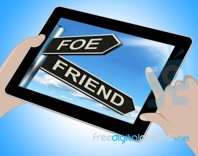 Foe Friend Tablet Means Enemy Or Ally Stock Image