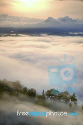 Fog Mountain Stock Photo