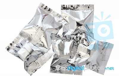 Foil Package Bag Isolated On White Stock Photo