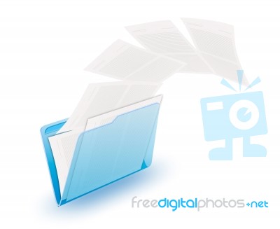 Folder With Flying Paper Stock Image