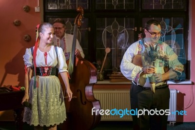 Folklore Evening Near Prague Stock Photo