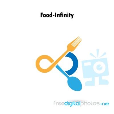 Food And Infinity Icon.fork And Spoon Sign Stock Image