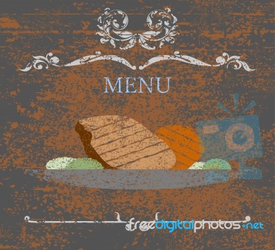 Food And Menu On Card Stock Image