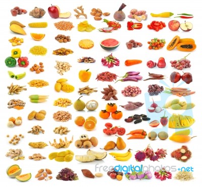 Food Collection Isolated On White Background Stock Photo