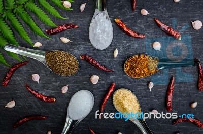 Food Ingredients And Condiment Stock Photo