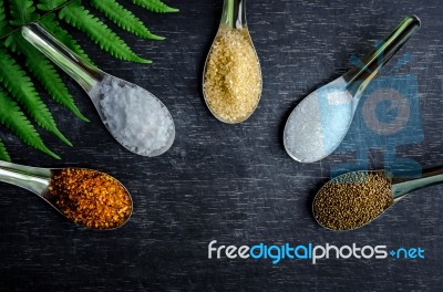 Food Ingredients And Condiment On Table Stock Photo