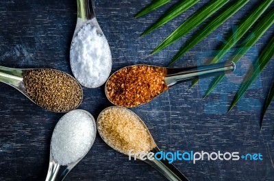 Food Ingredients And Condiment On Table Stock Photo