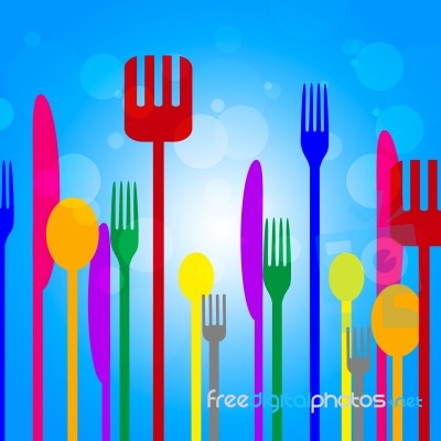 Food Knives Means Knife Blue And Utensil Stock Image