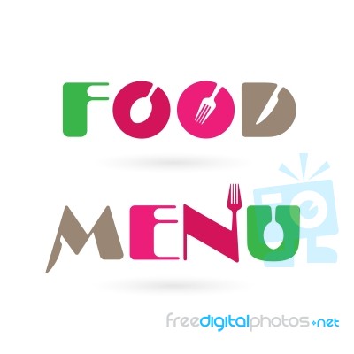 Food Menu Word Logo Elements Design Stock Image