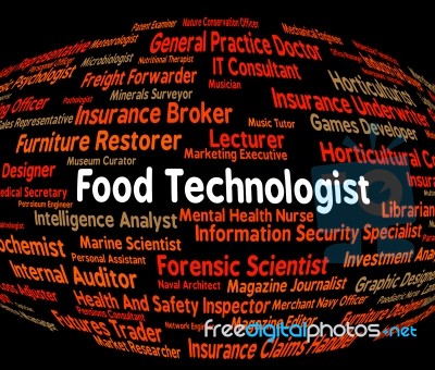 Food Technologist Indicates Eating Job And Foods Stock Image