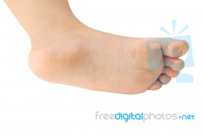 Foot Of Asian Baby On White Background Stock Photo