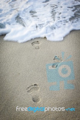 Foot Print Stamped Stock Photo