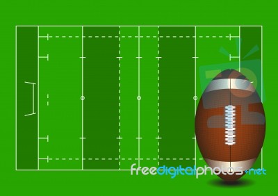 Football Field. American Football Ball Stock Image