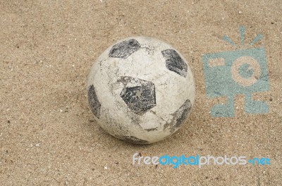 Football On A Beach Stock Photo