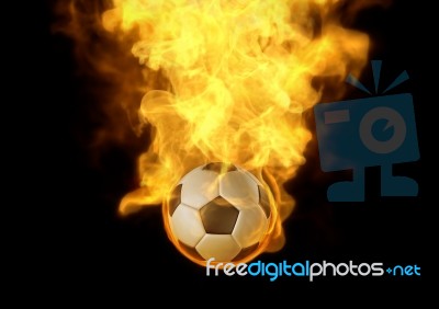 Football On Fire Stock Photo