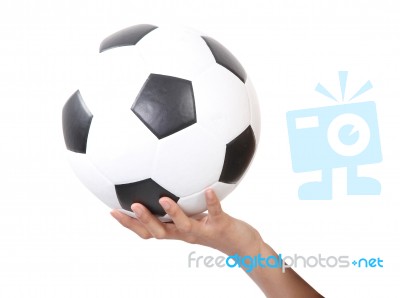 Football On Hand Stock Photo