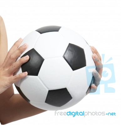 Football On Hand Stock Photo