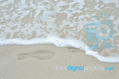 Footprints In The Sand Stock Photo