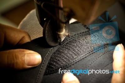 Footwear Stitching Machine Stock Photo