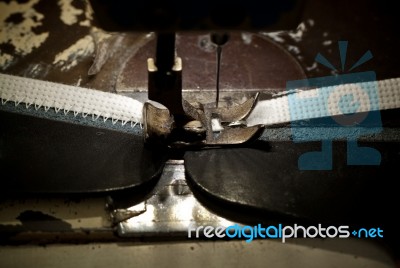 Footwear Stitching Machine Stock Photo