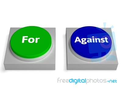 For Against Buttons Shows Pros Or Cons Stock Image