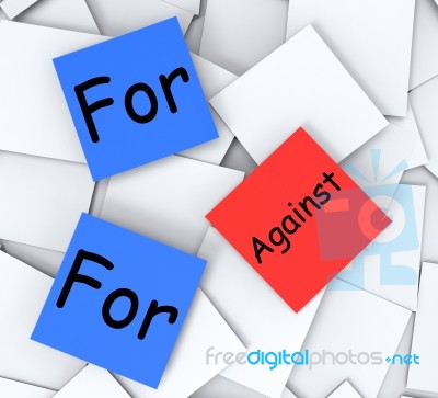 For Against Post-it Notes Mean Pros And Cons Stock Image