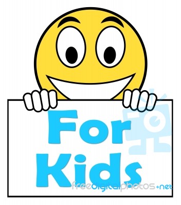 For Kids On Sign Means Children's Activities Stock Image