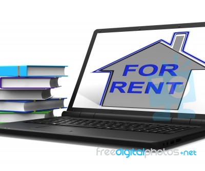 For Rent House Tablet Shows Landlord Leasing Property To Tennant… Stock Image