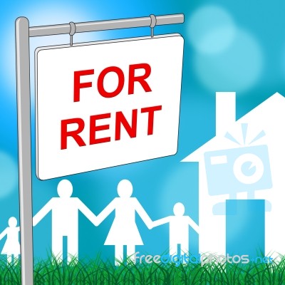 For Rent Means Template Household And Houses Stock Image