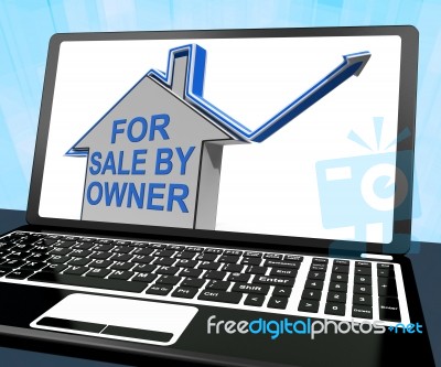 For Sale By Owner House Laptop Means No Representation By Agent Stock Image