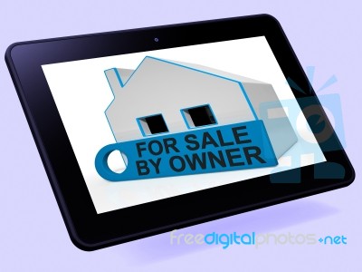 For Sale By Owner House Tablet Means No Real Estate Agent Stock Image