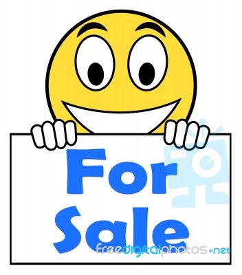 For Sale On Sign Means Purchasable Available To Buy Or On Offer Stock Image