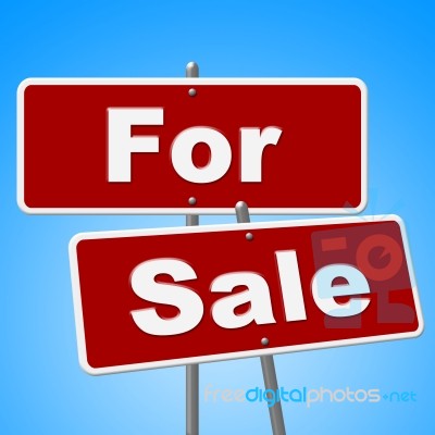 For Sale Signs Represents Sell House And Message Stock Image