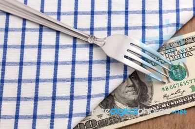 Fork With Money Stock Photo