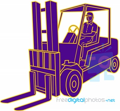 Forklift Truck Mono Line Stock Image