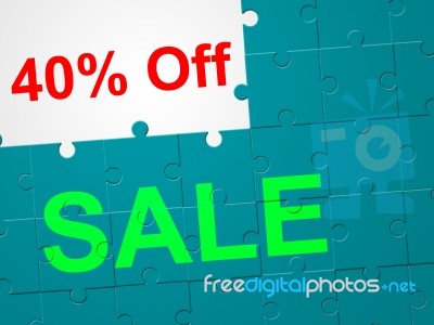 Forty Percent Off Means Reduction Discounts And Merchandise Stock Image