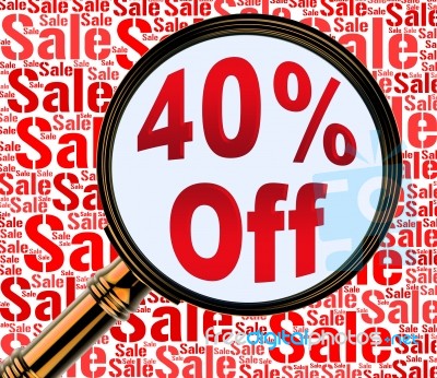 Forty Percent Off Represents 40% Discount 3d Rendering Stock Image