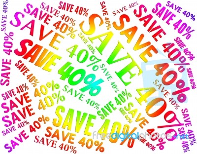 Forty Percent Off Represents Reduction Bargain And Words Stock Image