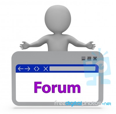 Forum Webpage Represents Discussion Group And Website 3d Renderi… Stock Image