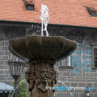 Fountain At The State Castle And Chateau Complex Of Cesky Krumlo… Stock Photo