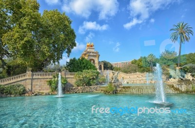 Fountain In A Park In Spain Stock Photo