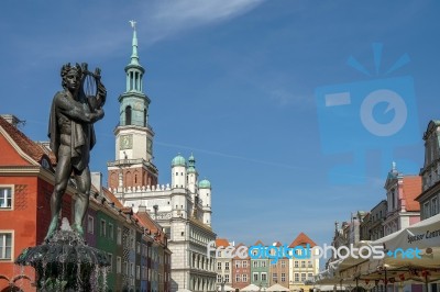 Fountain Of Apollo In Poznan Stock Photo