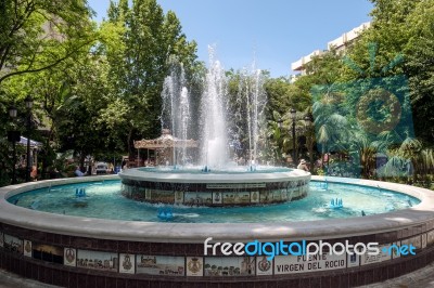 Fountain Virgen Del Rocio In The Alameda Park Marbella Stock Photo