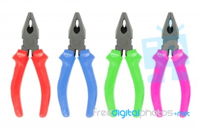 Four Colors Of Short Mouth Pliers Stock Photo