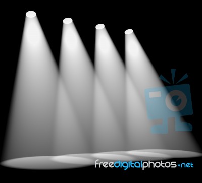 Four Spotlights On Stage Stock Image