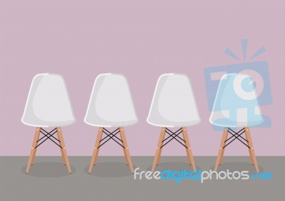 Four White Modern Chair Stock Image