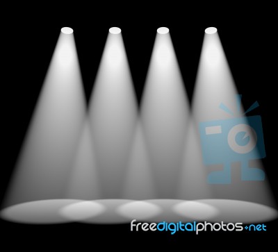 Four White Spotlights In Row Stock Image