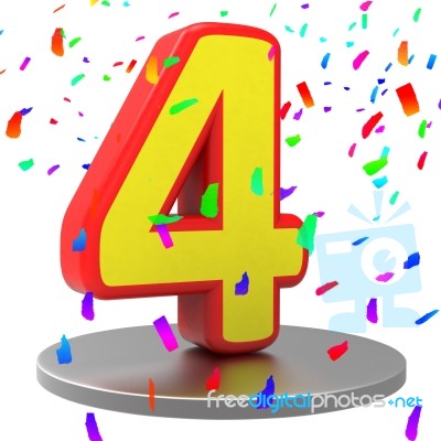 Fourth Four Indicates Happy Birthday And 4 Stock Image